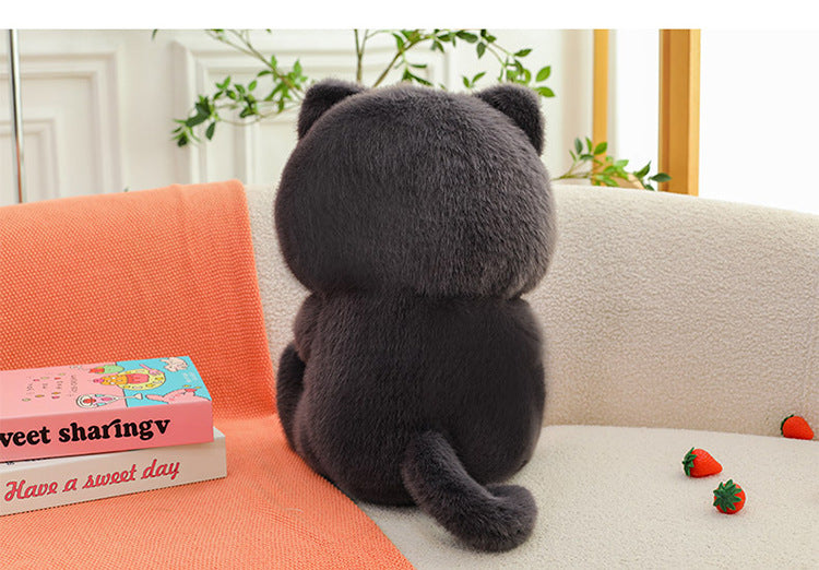 Sassy Cat Plush with Blue Fish Toy – Smug & Adorable Stuffed Animal