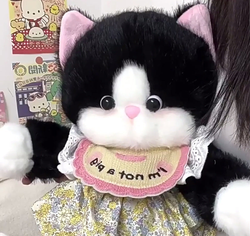 Adorable Plush Stuffed Animal Cat Toy - Super Soft & Huggable, Perfect Gift for Kids & Cat Lovers , (Gray/White)