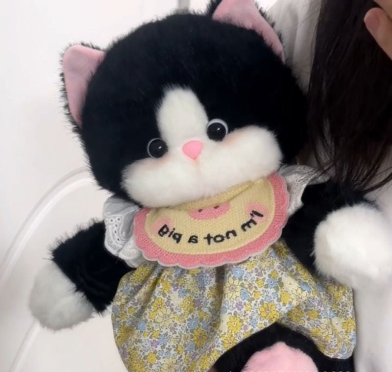 Adorable Plush Stuffed Animal Cat Toy - Super Soft & Huggable, Perfect Gift for Kids & Cat Lovers , (Gray/White)
