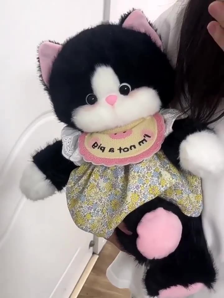 Adorable Plush Stuffed Animal Cat Toy - Super Soft & Huggable, Perfect Gift for Kids & Cat Lovers , (Gray/White)