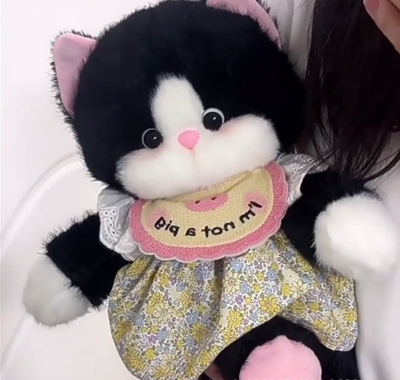 Adorable Plush Stuffed Animal Cat Toy - Super Soft & Huggable, Perfect Gift for Kids & Cat Lovers , （Gray/White)